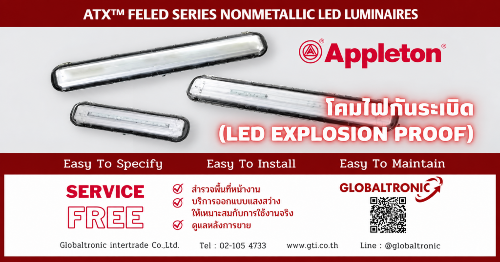 โคมไฟกันระเบิด Appleton ATX FELED Series Nonmetallic LED Luminaire สำหรับพื้นที่อันตราย