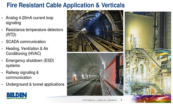 สาย Fire Resistant Cable สำหรับงานอุตสาหกรรม ระบบรางรถไฟ อุโมงค์ ระบบ SCADA ระบบ HVAC และ Emergency Shutdown ช่วยรองรับการสื่อสารและควบคุมในพื้นที่ที่ต้องการความปลอดภัยสูง